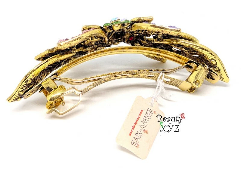 Pasador de pelo de mujer arco iris color pedrería metal flor garras de pelo clips Foto 3 de 3