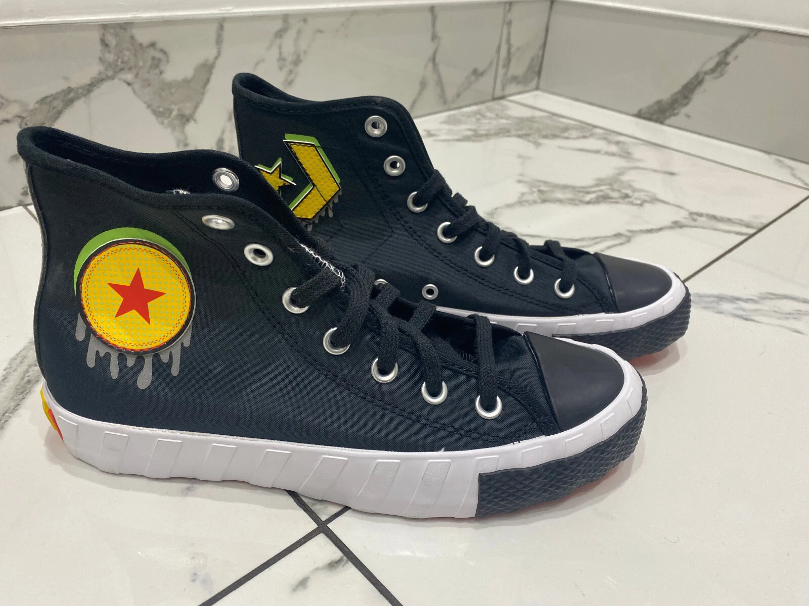 Scarpe da ginnastica unisex Converses All Star UK 5.5 classiche stringate nere logo 3D