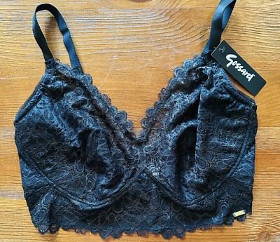 Gossard 17808 Swirl Deep V Bralette Sz#36G NWT black