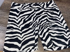 Justice Sz 8 10 Black White Zebra Dance Gymnastics Compression Shorts No Tag