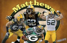 Green Bay Packers Lithograph print of Clay Matthews 17x11