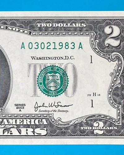 March 2, 1983 / 3 February 1983 : A 03021983 A BIRTHDAY NOTE $2 Two Dollar Bill