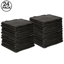 24 Pack Moving Blankets 80" x 72" Pro Economy Shipping Furniture Pads Black