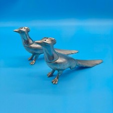 Vintage Mid Century Chrome Pheasant Salt and Pepper Shakers Made in USA