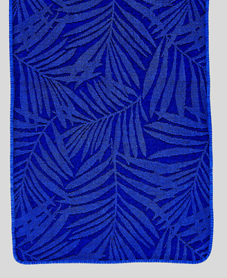 $230 Abyss Fidji Bath Sheet/Beach Indigo Blue Palm Large Towel 39''x78'' Cotton