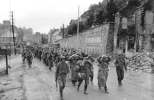 WW2 Picture Photo D-day 1944 German POW escorted by US troops 4833