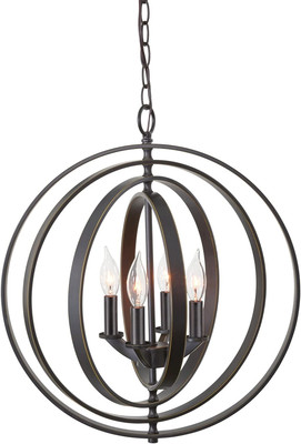 Orbits 18'' 4-Light Modern Farmhouse Orb/Globe Pendant Chandelier + Pivoting Inte