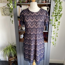 Mela Loves London Blue Stretch Lace Dress Size 16