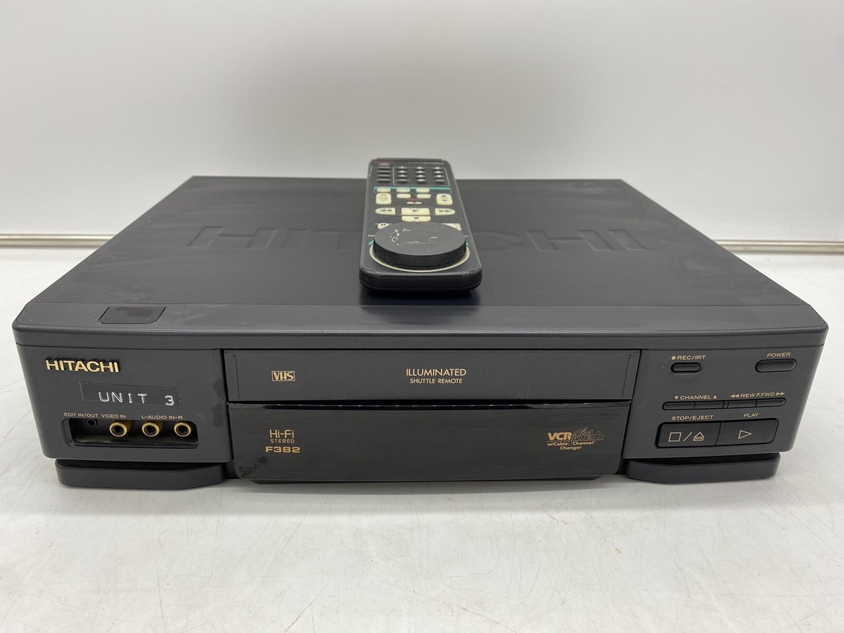 Hitachi VT-F382A VCR VHS Player Recorder Hi-Fi Stereo +Illuminated