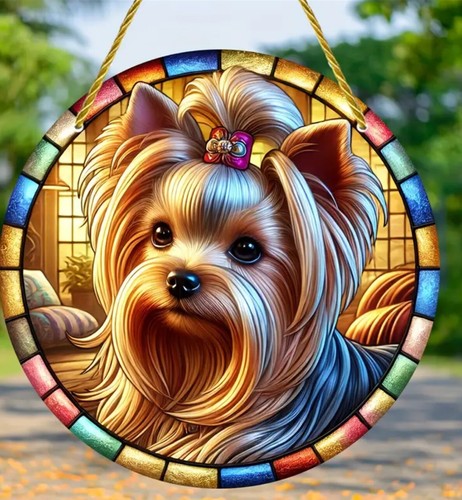 NEU 6" Acryl Sonnenfänger - Yorkie. Hübsch! Buntes Stück! NEU!