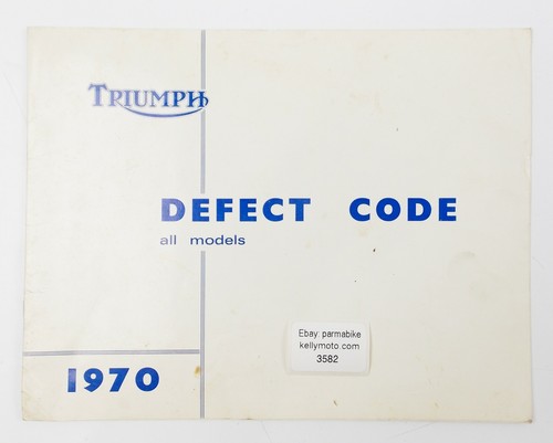 OEM 1970 TRIUMPH ALL MODELS DEFECT CODE MANUAL HANDBOOK BONEVILLE THUNDERBIRD