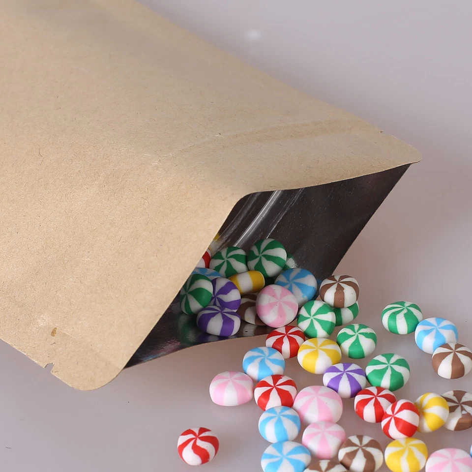 New Flat Brown Kraft QuickQlick™ Mylar Bags Pouches Different Sizes - Image 2 of 4