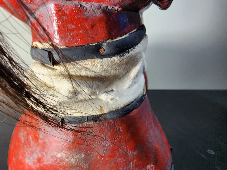 Antigua OVEJA CARNERO ARTICULADA MADERA PINTADA ROJA Grande 16" ARTE POPULAR ASIÁTICO Linda ÚNICA EN SU CLASE Foto 4 de 4