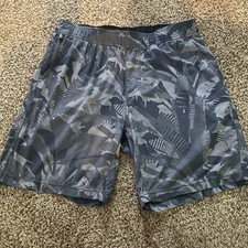 prAna BLUE GRAY Quick Dry Hybrid Unlined Shorts Men's L Zip Pocket 8" Inseam