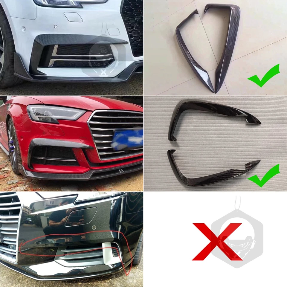 Real Dry Carbon Fiber Bumper Air Vent Trim for Audi A3/S3/RS3 (2015-2020) - Image 2 of 4