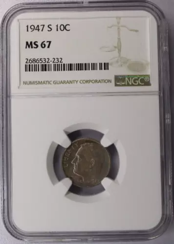 1947-S Roosevelt Dime MS67 NGC