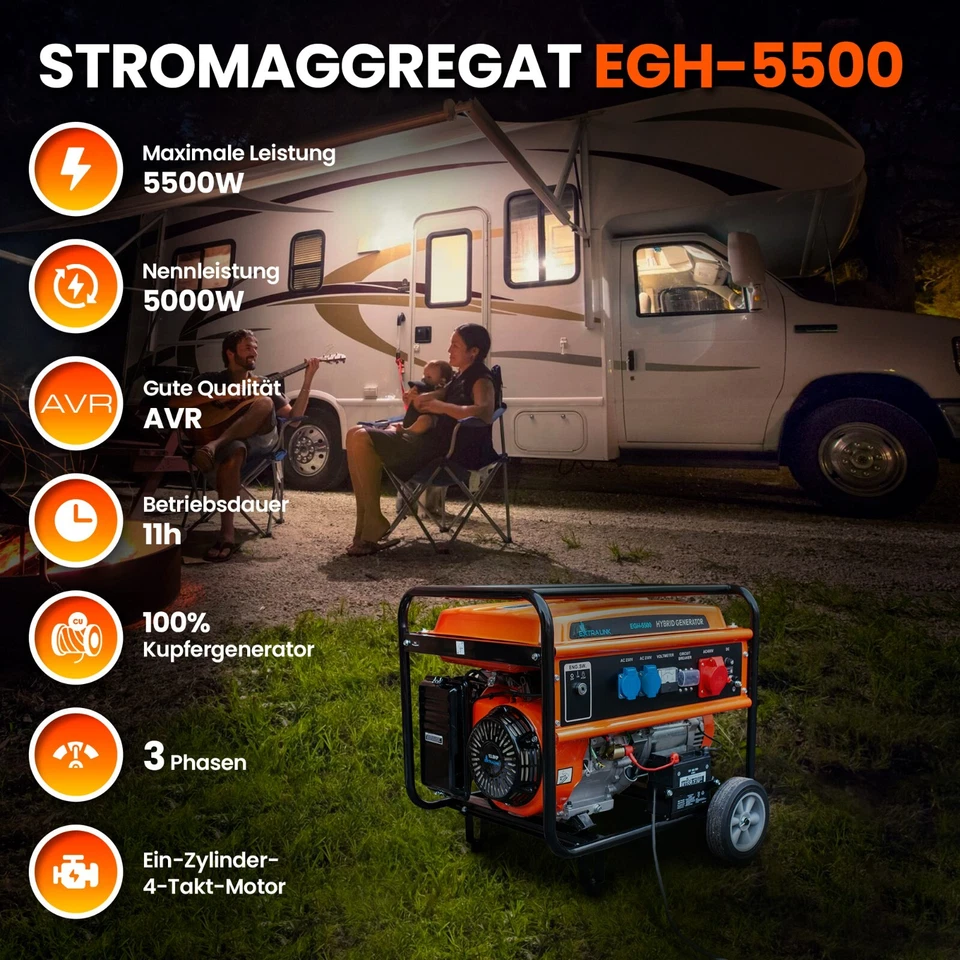 Generator LPG/GAS/BENZIN Stromgenerator 5.5kW Notstromaggregat 2x 230V+400V - Bild 4 von 4