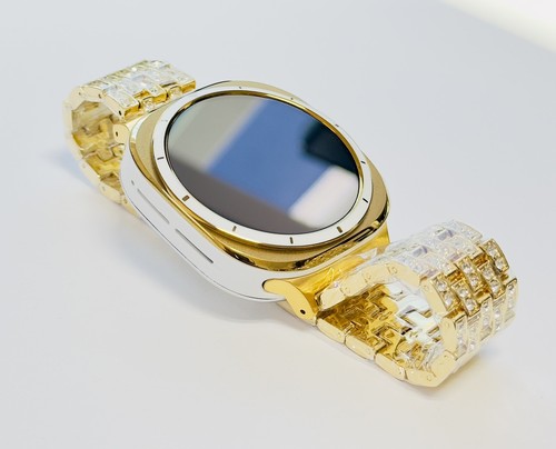 CUSTOM Anodized GOLD Samsung Galaxy Watch Ultra 47mm 24k Gold Diamond Links Band - 第 6/20 張圖片