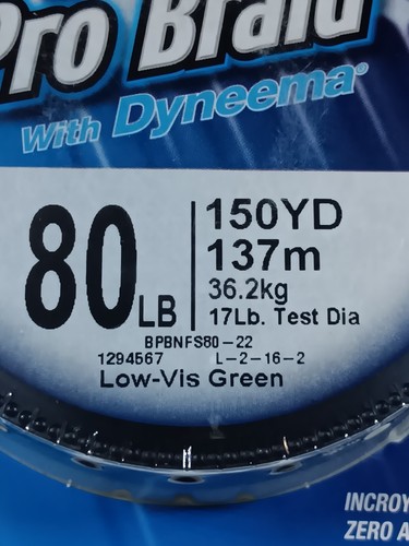 Berkley Pro Braid with Dyneema FISHING LINE 80 POUND- 36.2 KG. 137mtr - Picture 2 of 5