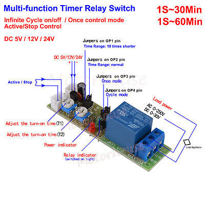 DC 5v 12v 24v 15min infinite cycle delay Timer timing switch Relay turn on off