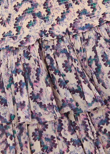 Isabel Marant Etoile Mujer Naomi Crudo Fruncido Floral Estampado Algodón Falda L - Imagen 5 de 11