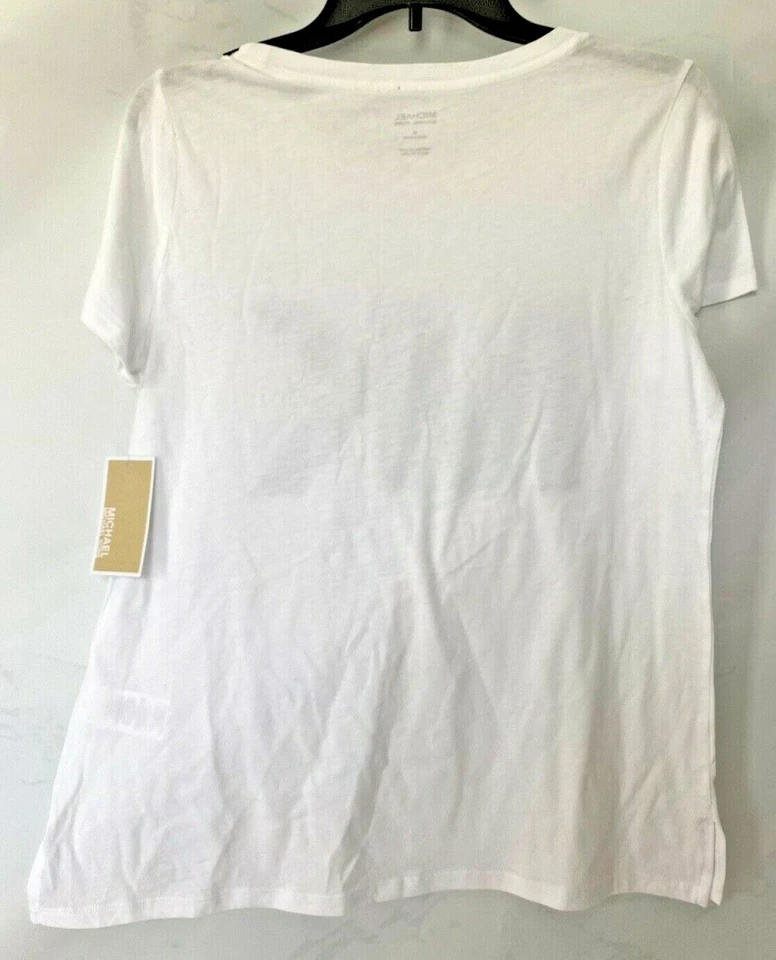 Camiseta para mujer MK Michael Kors talla M color blanco negro logotipo nueva Tg   Foto 2 de 4