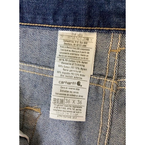 Carhartt Jeans Mens 36 FR Flame Resistant Workwear 5-Pocket Chore Work Pants - Picture 6 of 15