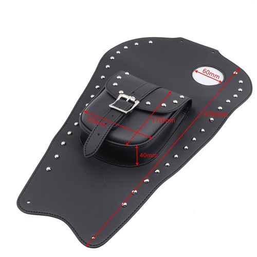 For Honda Shadow VT1100C C1 1987-1996 Black PU Leather Tank Cap Panel Cover Bag - Picture 7 of 9