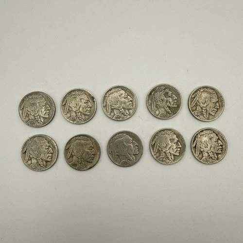 lot of 10 very good condition Buffalo Nickels