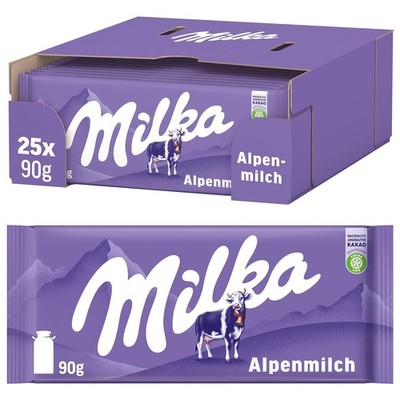 Milka Alpenmilch-Schokolade   Tafelschokolade aus zarter Alpenmilch (25 x 90g)