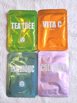 LAPCOS Korean 4Pk Sheet Masks Vegan, Paraben Free, Sulfate Free & Cruelty Free 