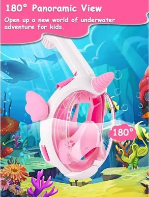 Masque de plongée Licorne Enfant masque intégral anti buée Rose Bleu 4 A 11ans - Photo 1/4