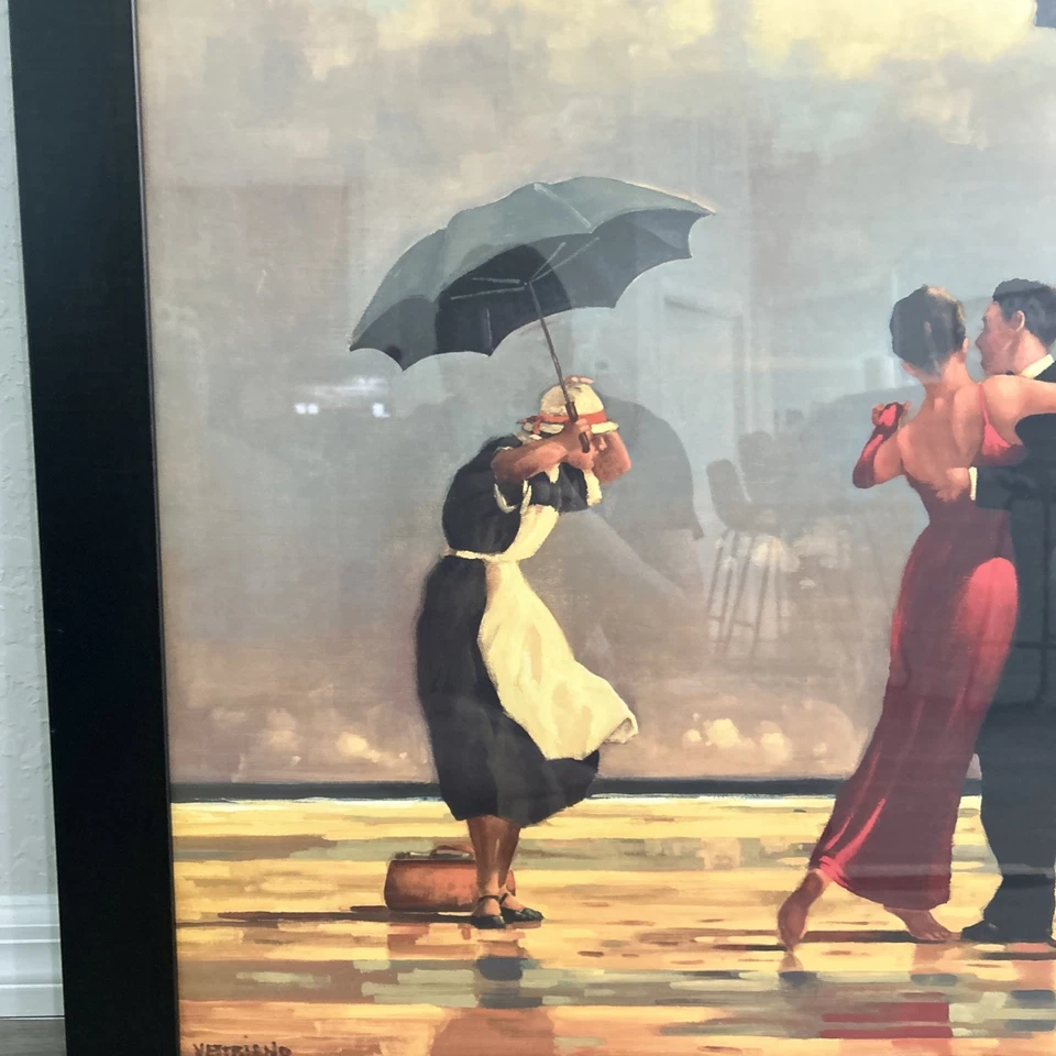 "Impresión en lienzo firmada por Jack Vettriano de The Singing Butler 29"" X 23"" más grande con marco" Foto 3 de 4