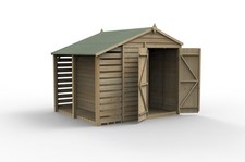 Forest 4Life 6x8 Apex Shed & Logstore Double Door 25 Year Anti-Rot Guarantee