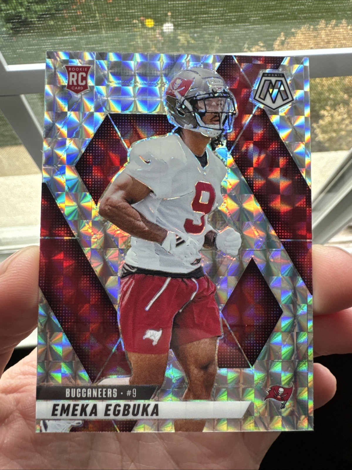 2025 Panini Mosaic Football Card Silver Prizm #376 Emeka Egbuka Rookie