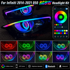 For Infiniti 2014-21 Q50 Rgbw Headlight Kit Led Drl Boards Strip Light Halo Ring