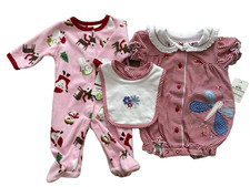 New Lot Of 2 Baby Girl 3-6 Months Pink Sleeper  Sun Suit