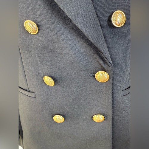 Express Double Breasted Novelty Gold Button Blazer Black Size Medium - Picture 5 of 12