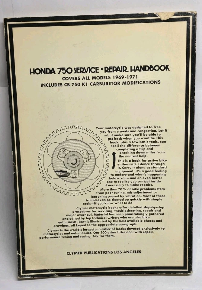 Manual de reparación de servicio Honda todas las publicaciones Clymer modelo 750cc 1969-1971 Foto 2 de 4