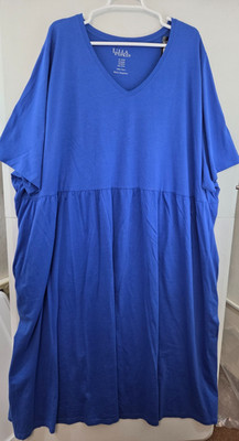 NWT Ulla Popken V-Neck Short Sleeve Curvy Jersey Knit Empire Waist Dress 36/38
