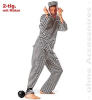 Fasching KostüM SträFling Gefangener 2-Tlg. Mit MüTze Gr. 52
