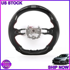Real Carbon Fiber LED Leather Steering Wheel For Honda 11th Civic Type R 2022-25