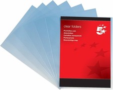 Image of 5 Star Office Folder Plastic Copy-safe 90 Micron A4 Clear [Pack 200]