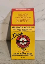 Vintage A&W Root Beer Advertising Matchbook Cover Vintage Soda Cola Ad
