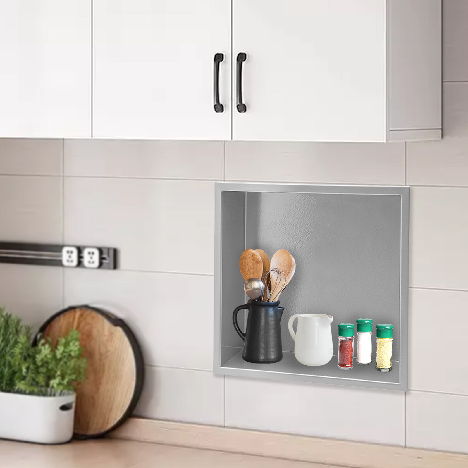 Silver Grey 201 Stainless Steel Preformed Recessed Shower Niche Shelf Waterproof