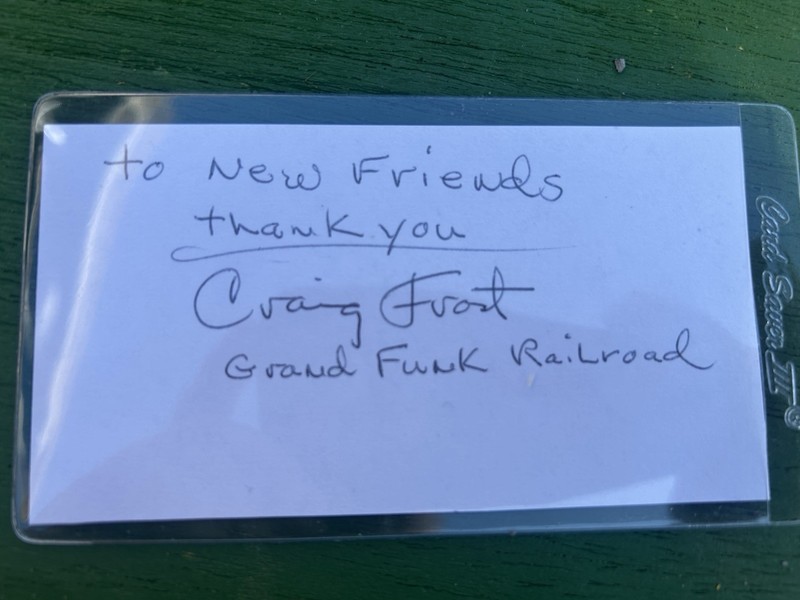 Grand Funk Railroad Craig Frost Signed Card