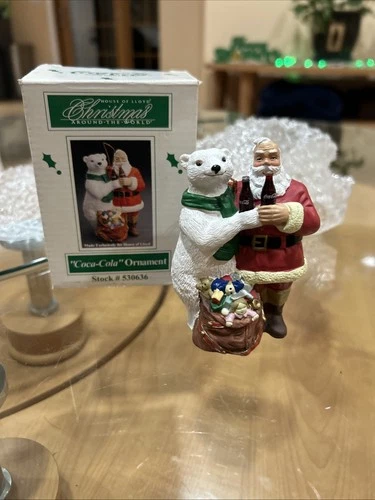 Polar Bear Santa Claus Coca-Cola Ornament Xmas Vintage Coca-Cola Polar Bear 1996