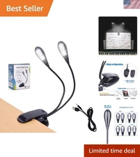Flexible Dual-Arm LED Reading Lamp - Eye-Care Music Stand Light, USB Powered