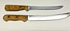 Vintage Set Of 2 Chicago Cutlery Knives 66S  Walnut Handles