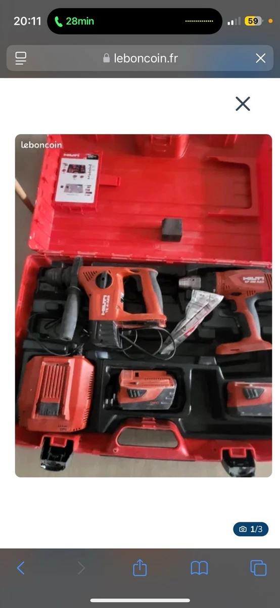 Pack 3 Outils Hilti D’Occasion – Perforateur TE 6 + Meuleuse AG 125 + Visseuse SF 6